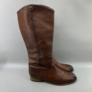 Frye Melissa Button Riding Boots Women Size 10 Brown Leather Western High Shoes